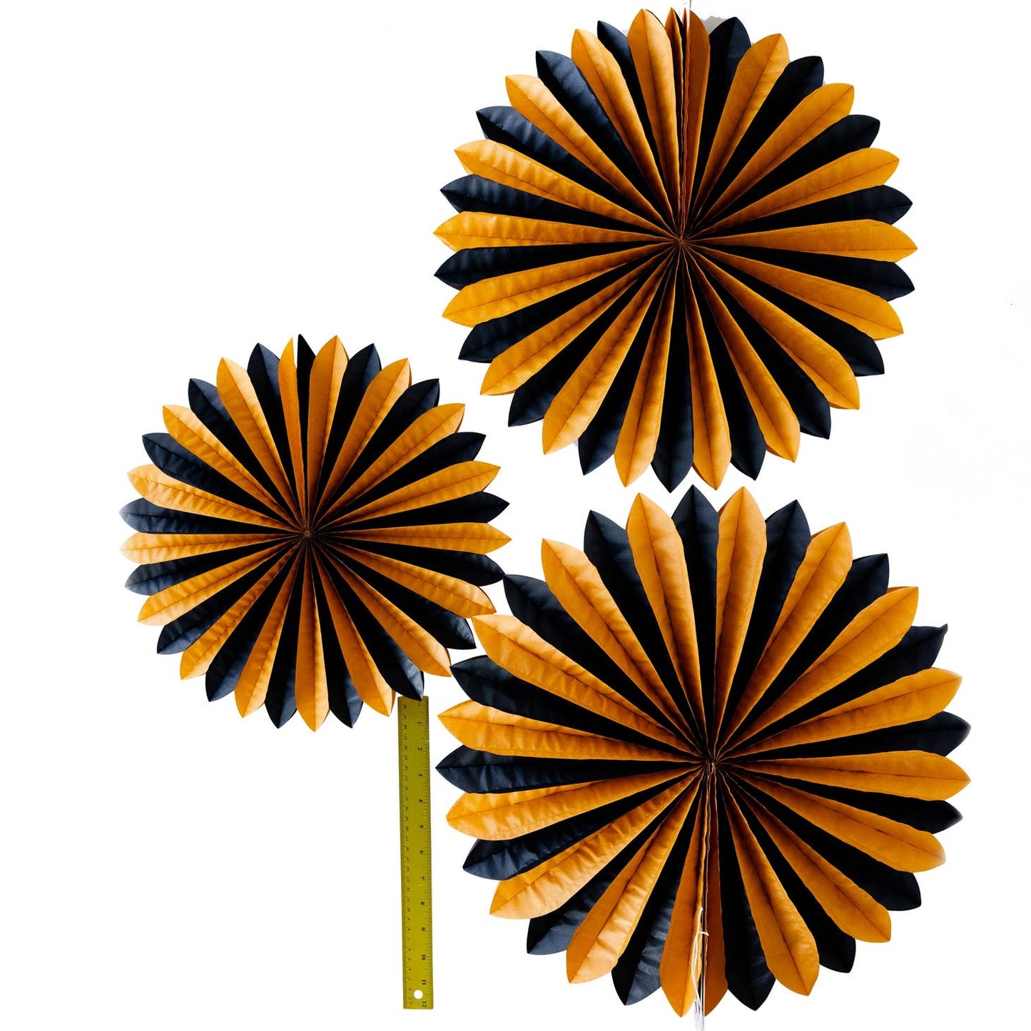 Vintage Halloween Black and Orange Oversized Tissue Fans