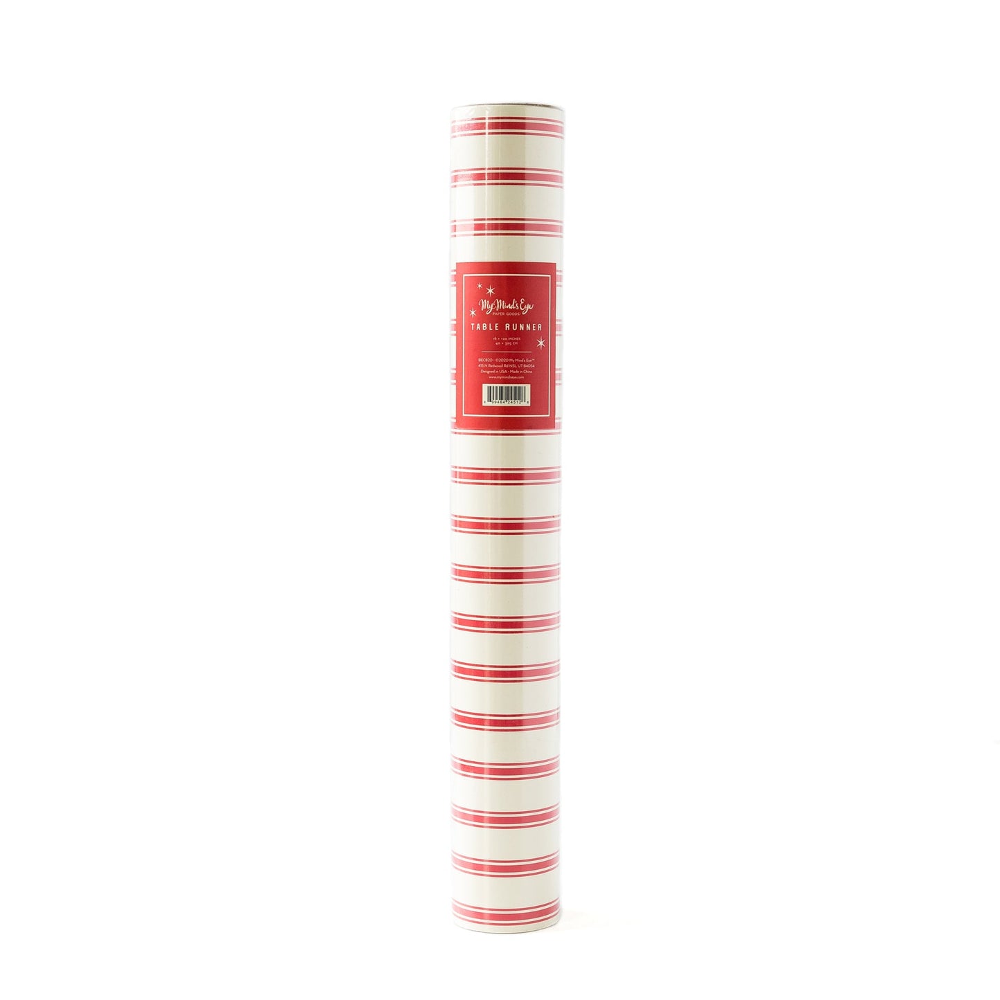 Red Ticking Striped Paper Table Runner
