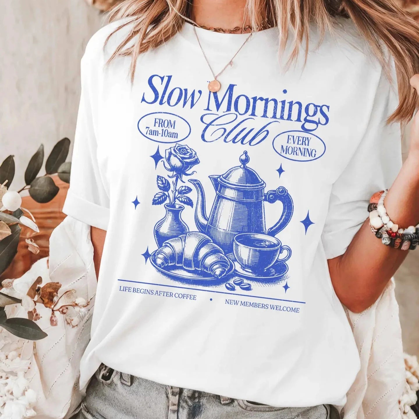 Slow Mornings Club Oversized Tee