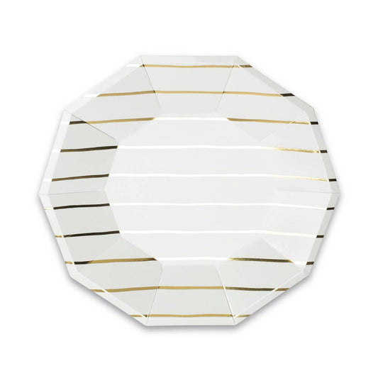 Frenchie Striped Gold Plates - 2 Size Options - Favorite Little Things Co
