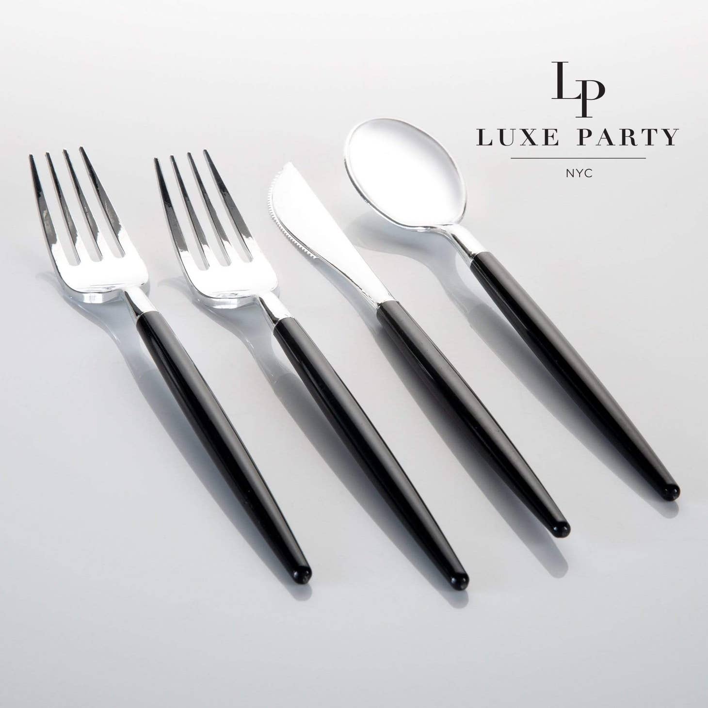 Black & Silver Plastic Cutlery Set - Favorite Little Things Co