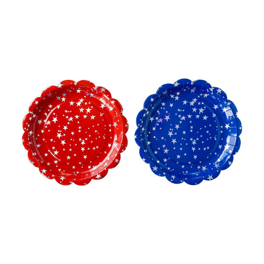 Red/Blue Sparklers Scallop Plate Set