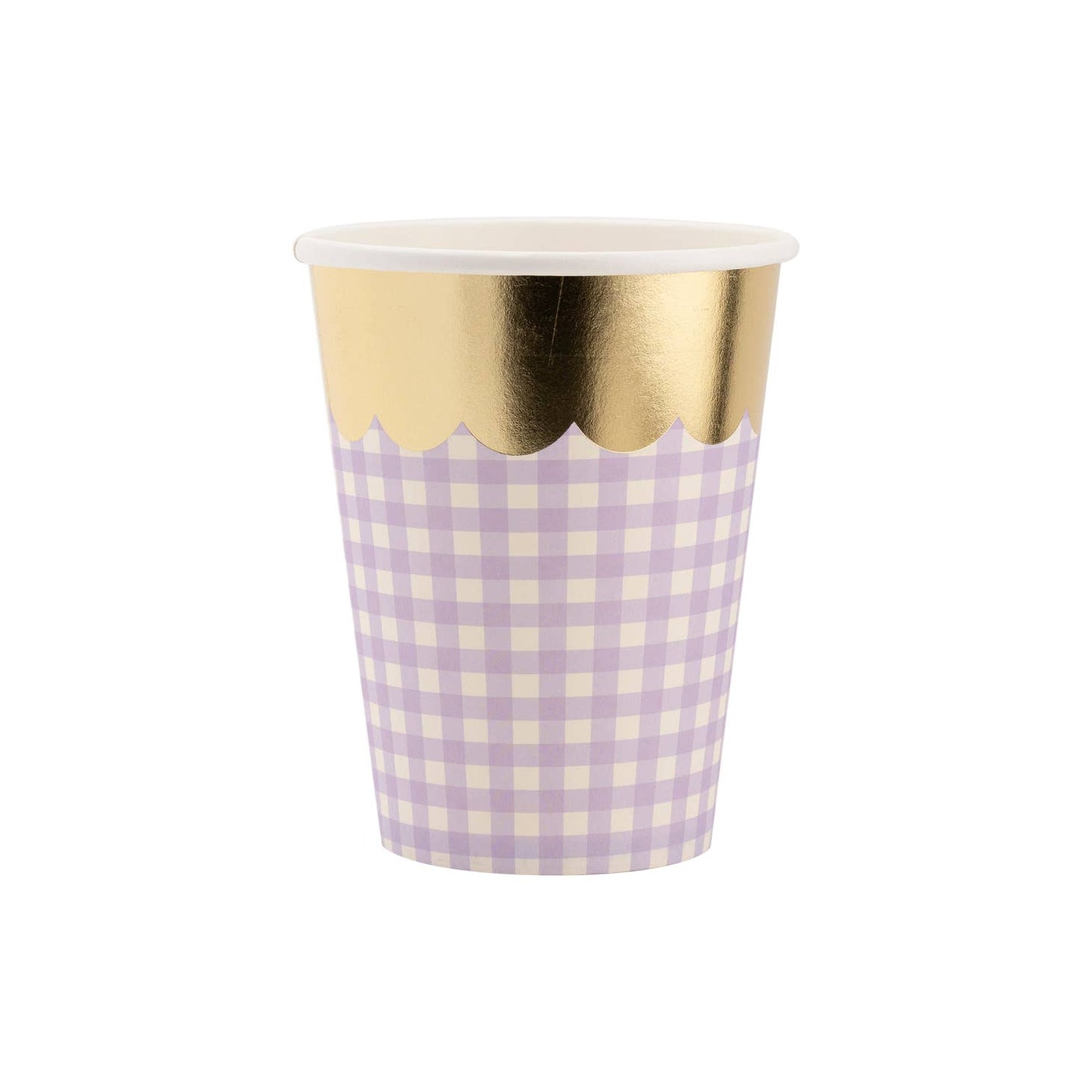 Gingham Cups with Gold Scallop
