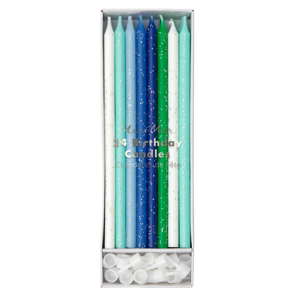 Blue & Green Glitter Candles - Favorite Little Things Co