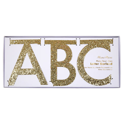 Gold Glitter Letter Garland Banner Kit - Favorite Little Things Co