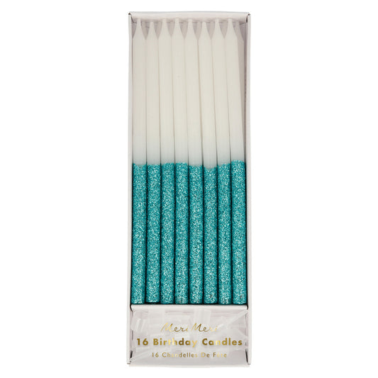 Blue Glitter Dipped Candles - Favorite Little Things Co