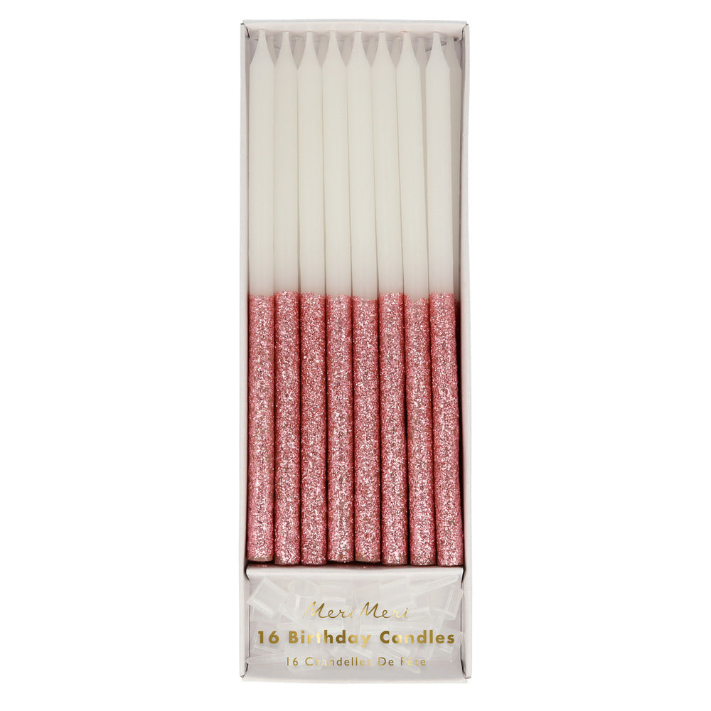 Dusky Pink Glitter Dipped Candles - Favorite Little Things Co