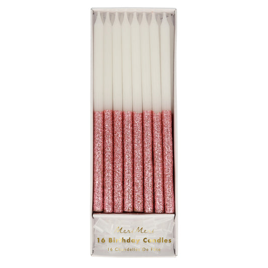 Dusky Pink Glitter Dipped Candles - Favorite Little Things Co