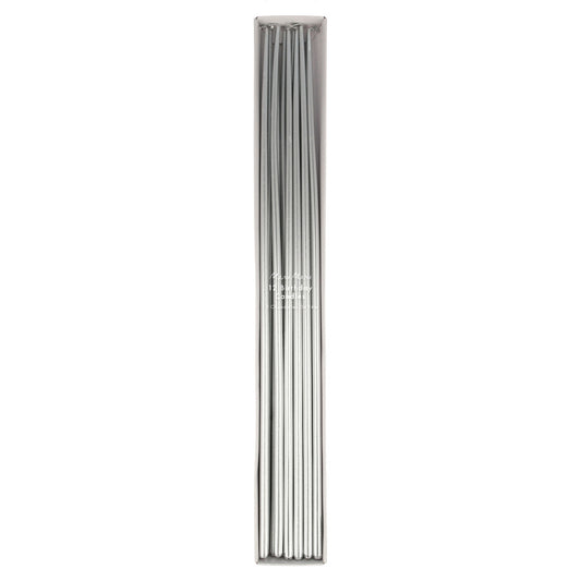 Sleek and elegant Silver Tall Tapered Candles - Favorite Little Things