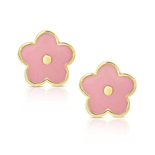 Pink Flower Stud Earrings