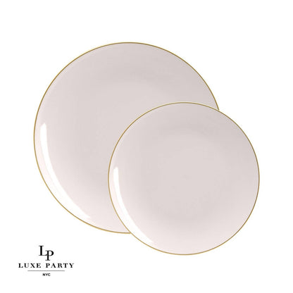 Round Linen & Gold Plastic Plates - 2 Size Options