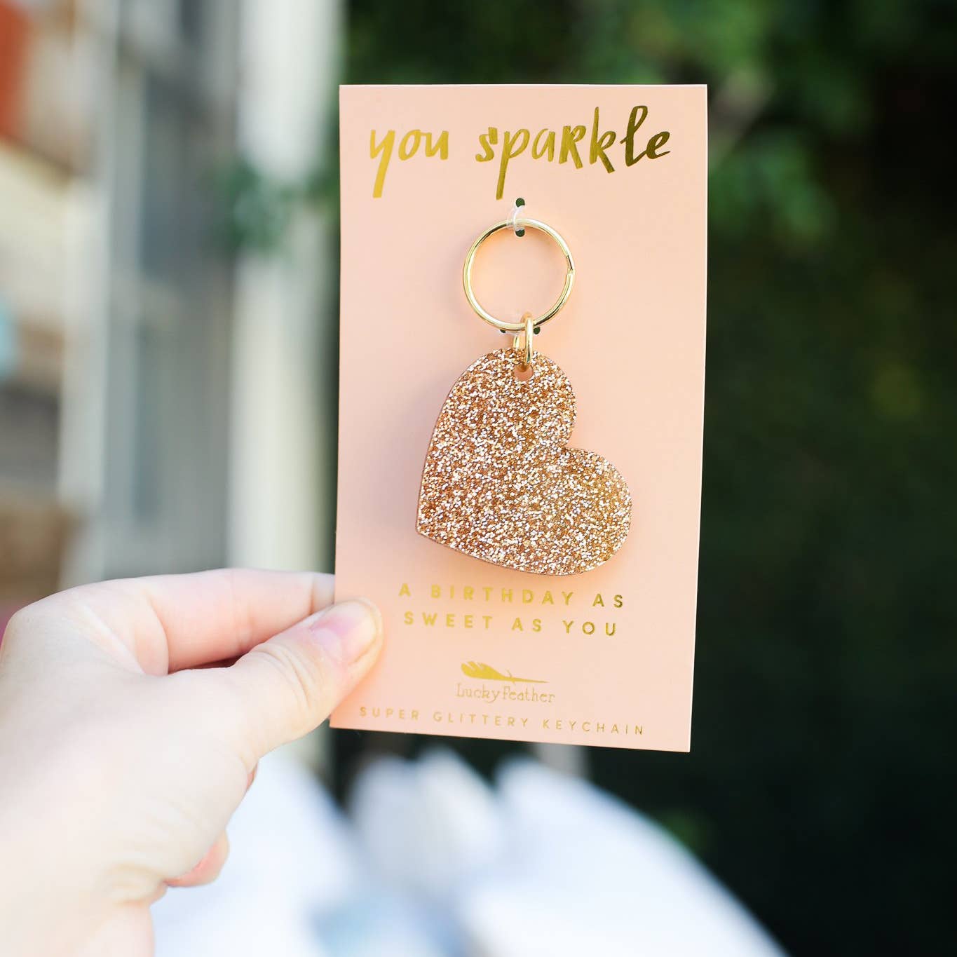 Gold Glltter Heart Keychain - Favorite Little Things Co