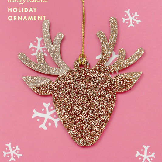 Gold Glitter Reindeer Ornament - Favorite Little Things Co