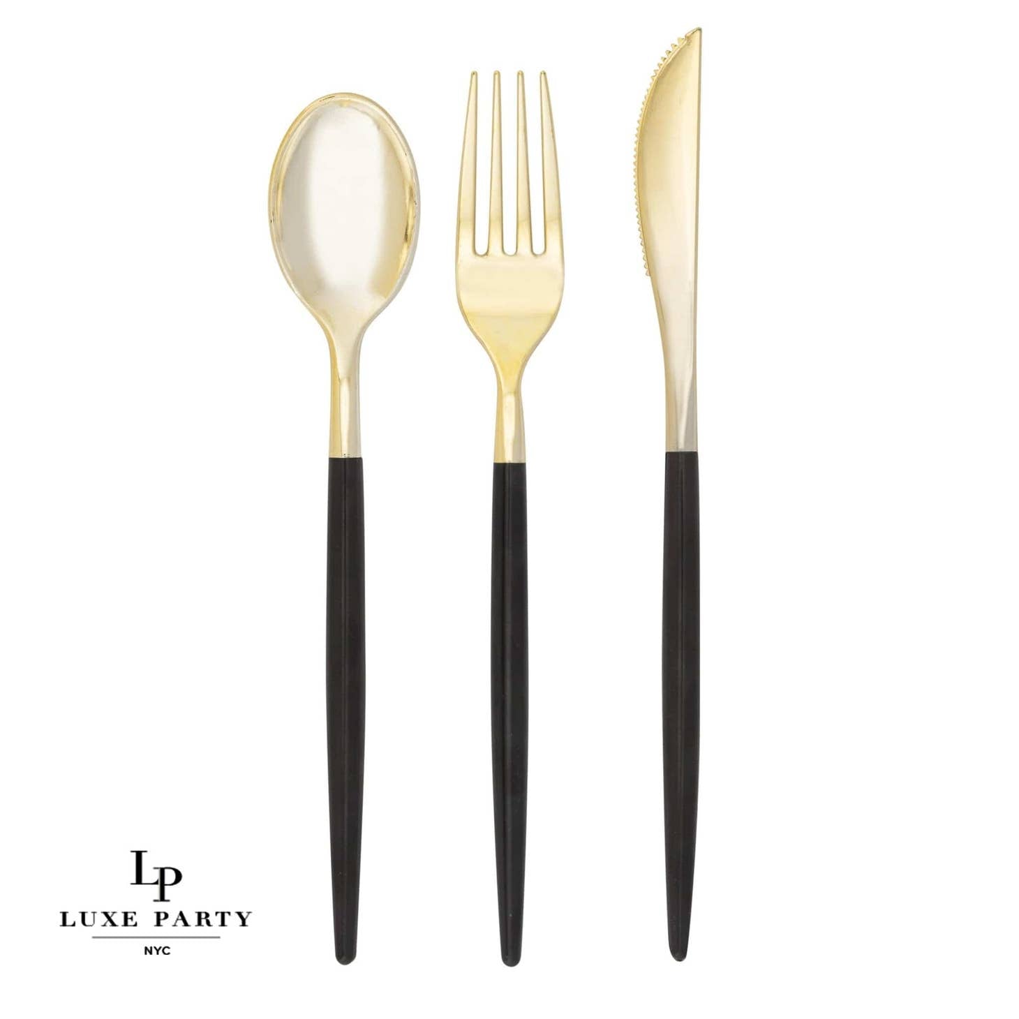 Black & Gold Plastic Cutlery Set - Favorite Little Things Co