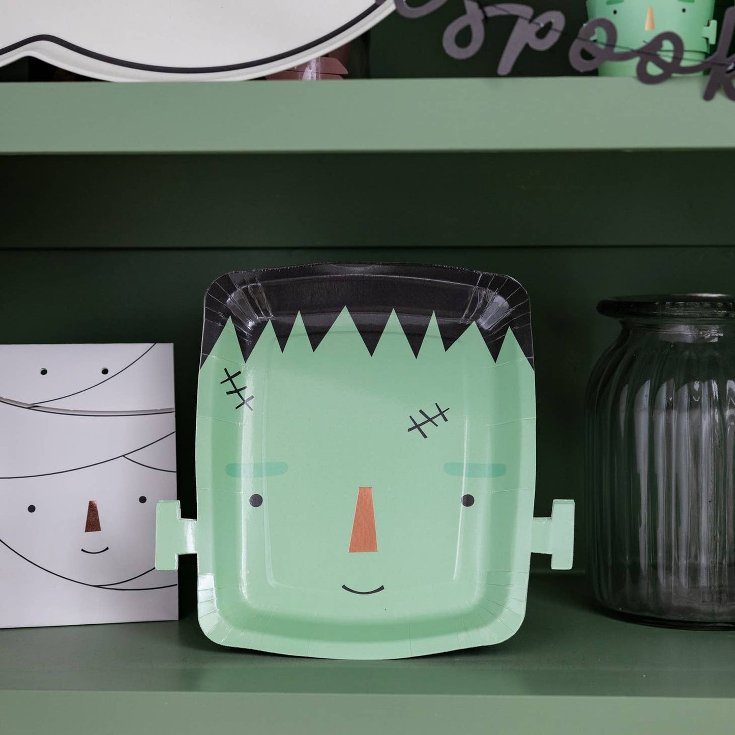 Frank & Mummy Frankenstein Shaped Paper Plates - Favorite Little Things Co