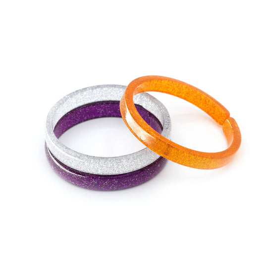 Glitter Orange Purple Silver Bangle Set - Favorite Little Things Co