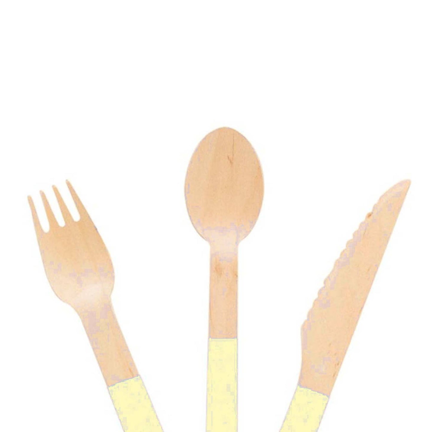 Pastel Yellow Wooden Utensils (Set of 24)