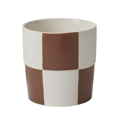Checkerboard Pot Large Brown 6.75"x 6.75"- Favorite Little Things Co
