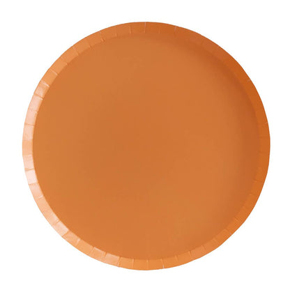 Vibrant and disposable dinner plates in a apricot color from Favorite Little Things
