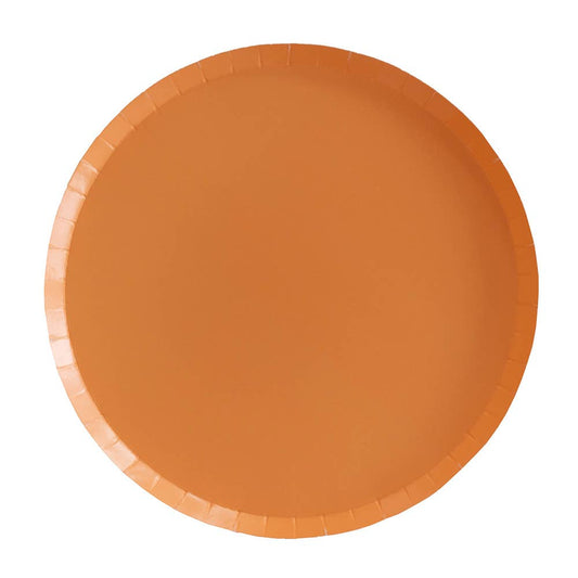 Vibrant and disposable dinner plates in a apricot color from Favorite Little Things