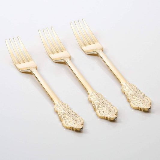 Venetian Design Gold Plastic Forks 20 Forks