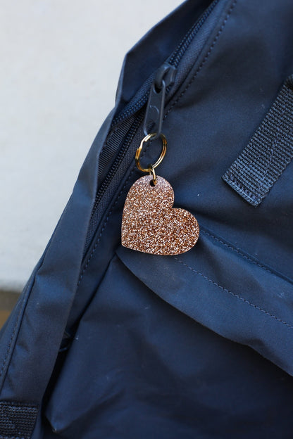 Gold Glltter Heart Keychain - Favorite Little Things Co