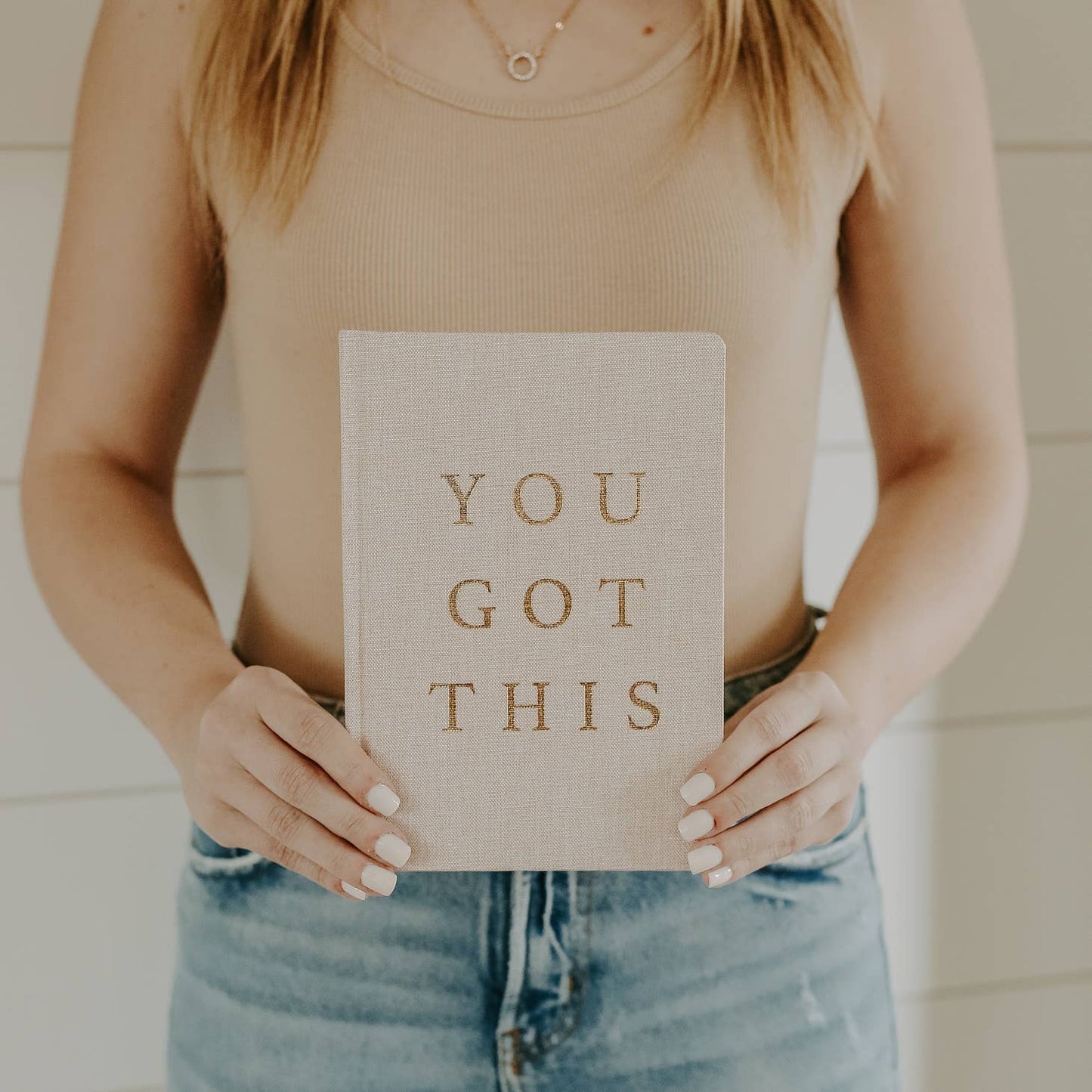 You Got This - Tan and Gold Foil Fabric Journal | Favorite Little Things