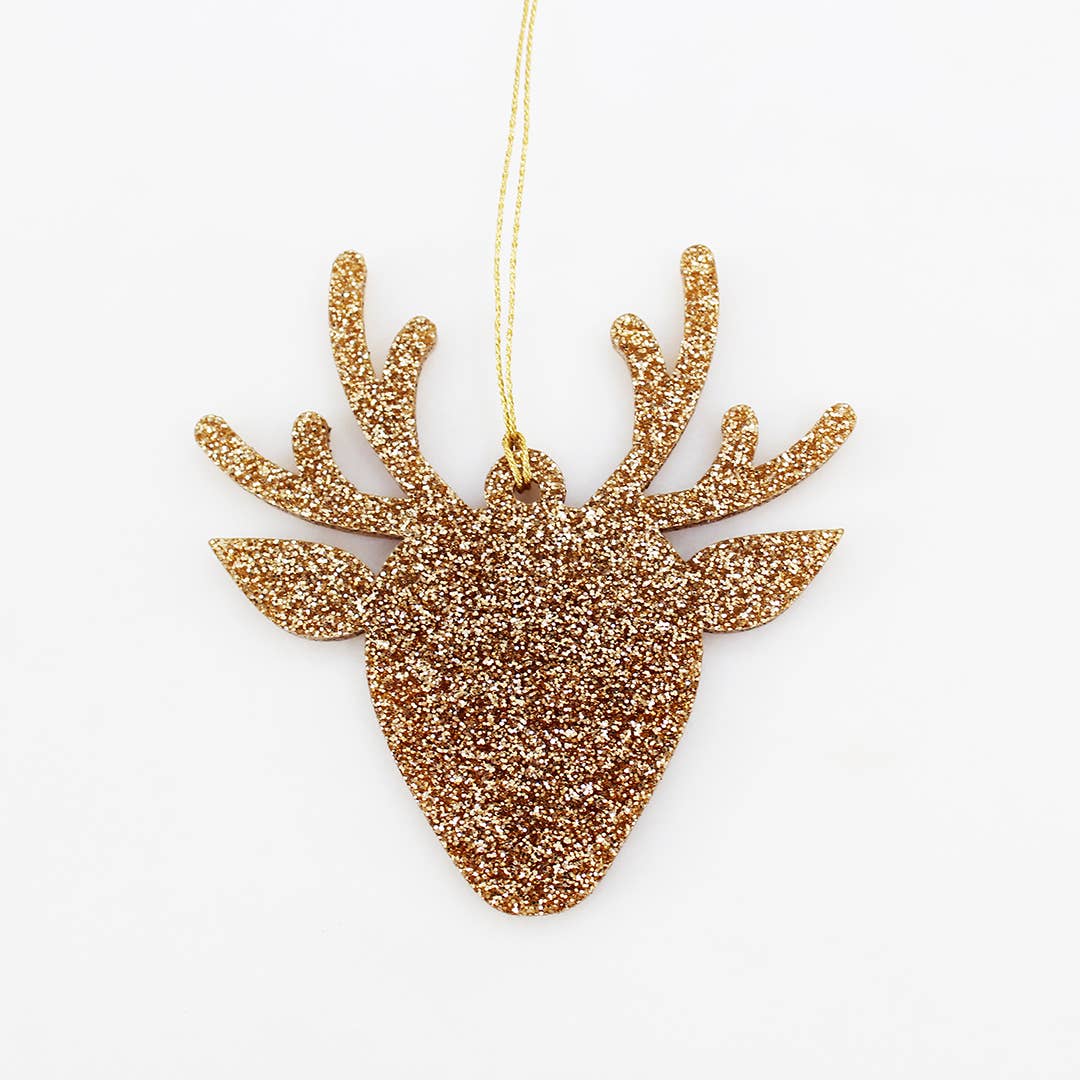 Gold Glitter Reindeer Ornament - Favorite Little Things Co