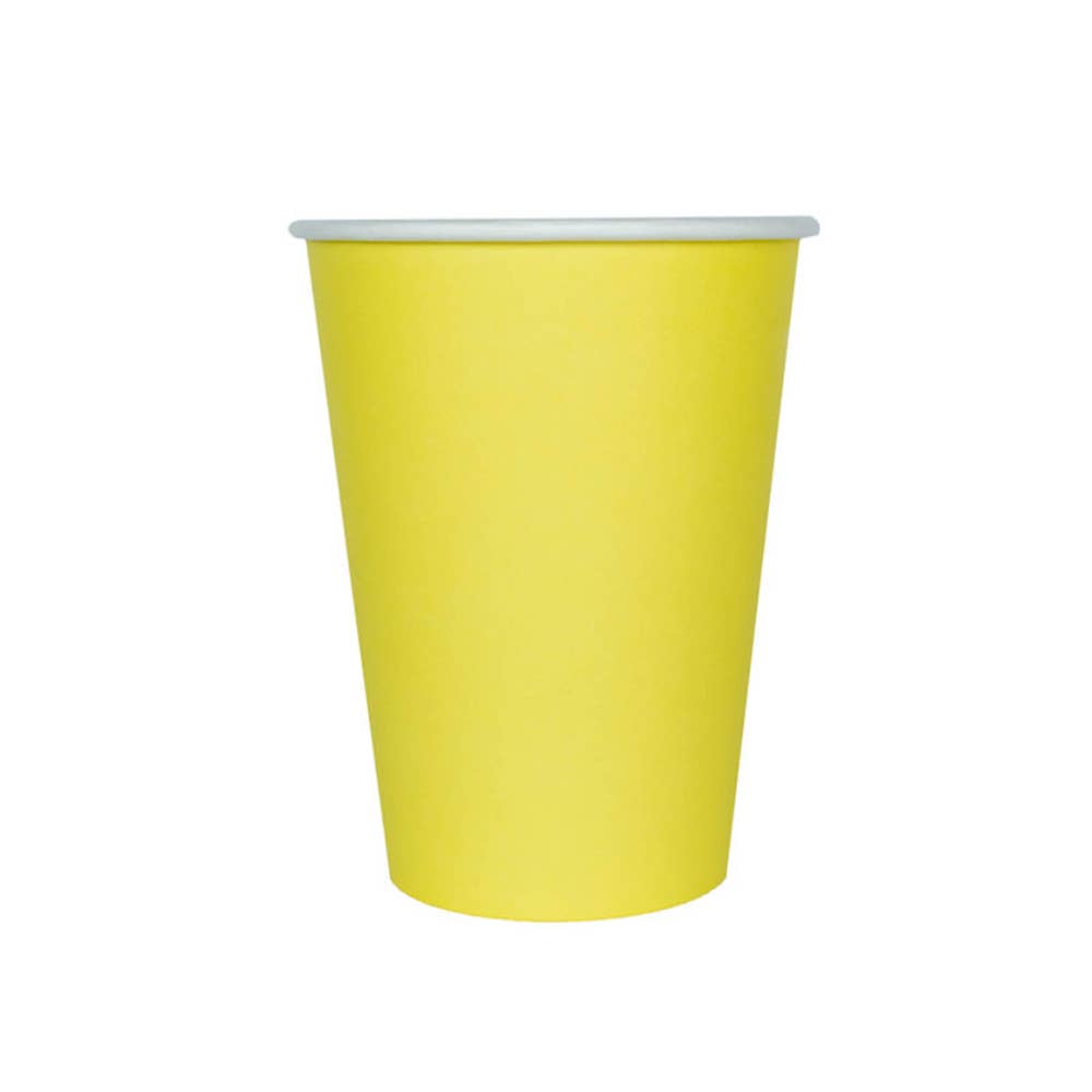 Bright and delightful disposable cups in the warm banana color from Favorite Little Things