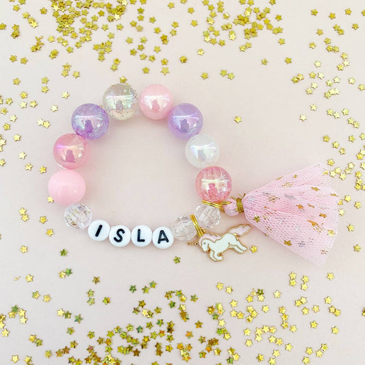 Magical Unicorn Charm Child Bracelet with Tassel *NO Name