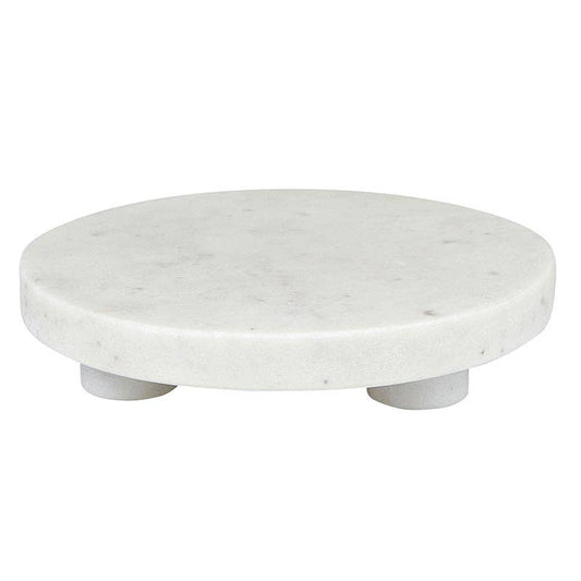 White Marble Footed Tray - 6"