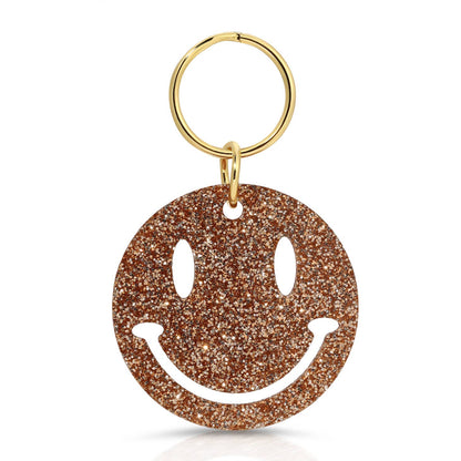 Gold Glitter Smiley Face Keychain - Favorite Little Things Co