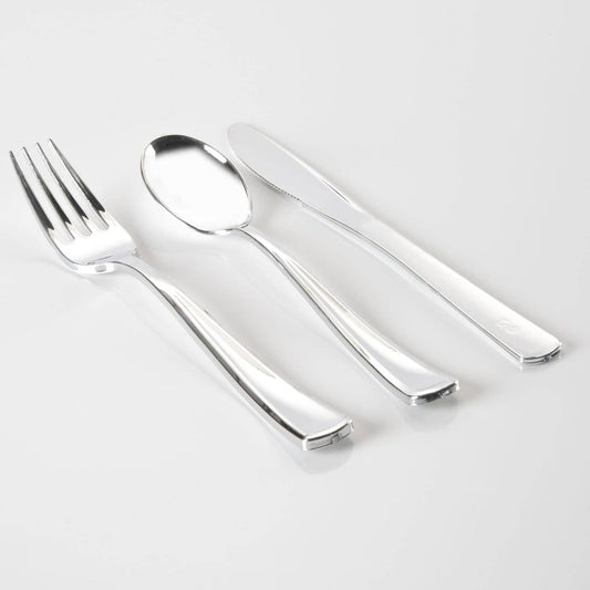 Elegant and disposable Silver Plastic Cutlery Combo Set - Favorite Little Things