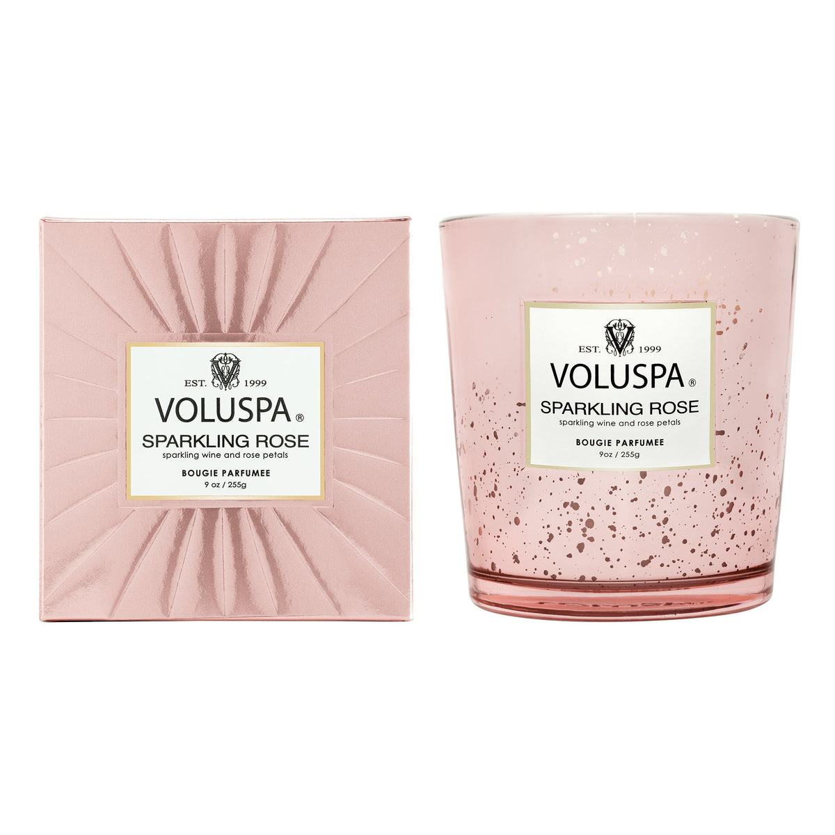 Voluspa Sparkling Rose Speckle Boxed Candle 9oz | Favorite Little Things