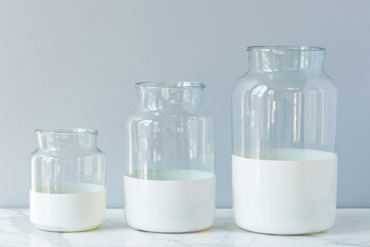 Etu Home White Colorblock Mason Jar, Medium - Favorite Little Things Co