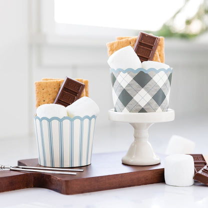 Blue & Black Gingham & Stripes Food Cups - Favorite Little Things Co