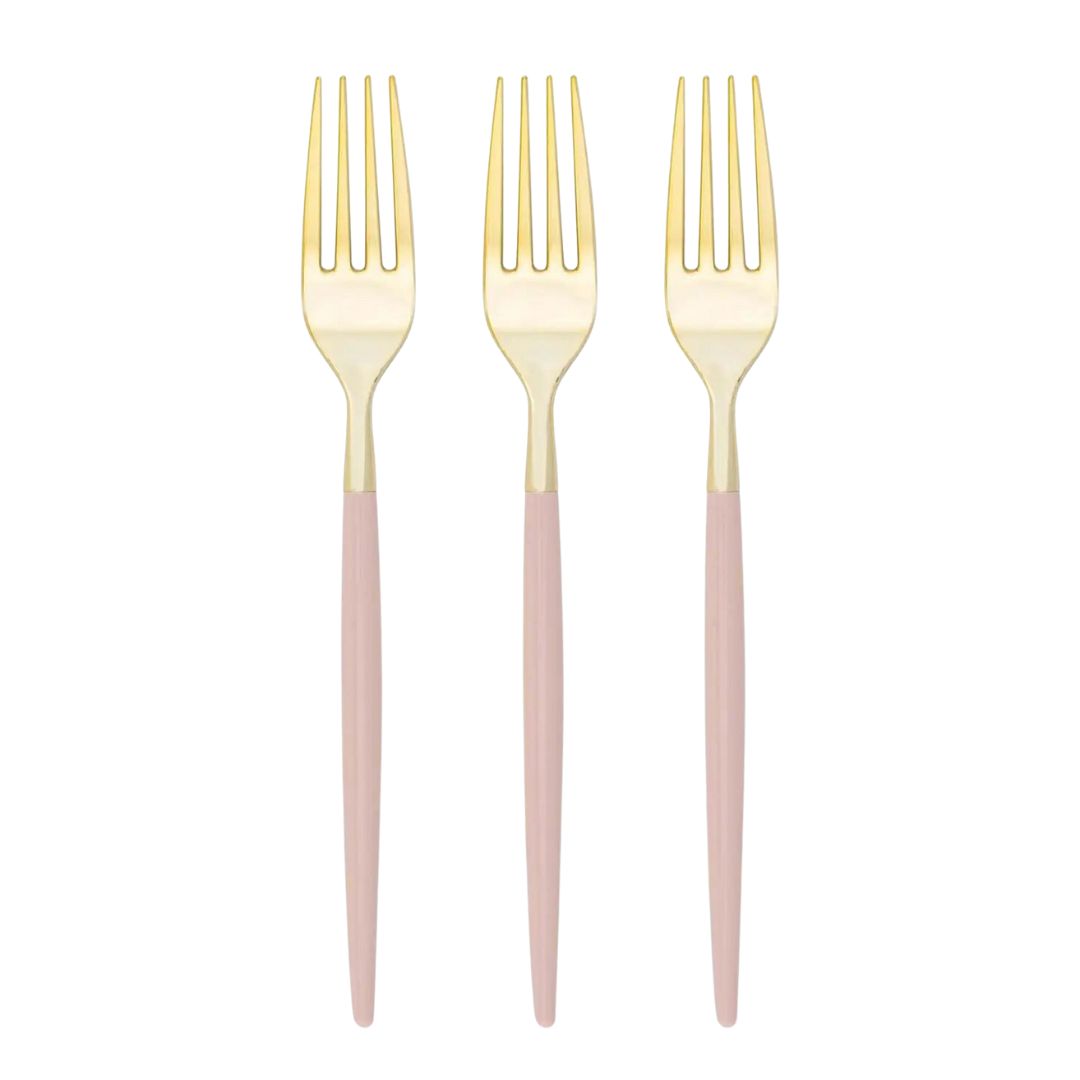 Chic Round Blush & Gold Forks - Favorite Little Things Co