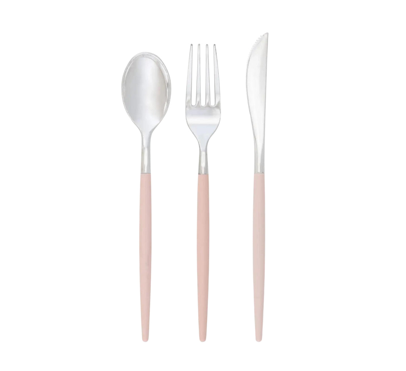 Blush and Silver Plastic Cutlery Set 32 Pieces