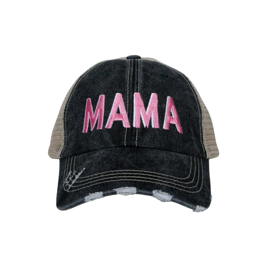 Katydid Mama Dark Pink Lettered Trucker Hat