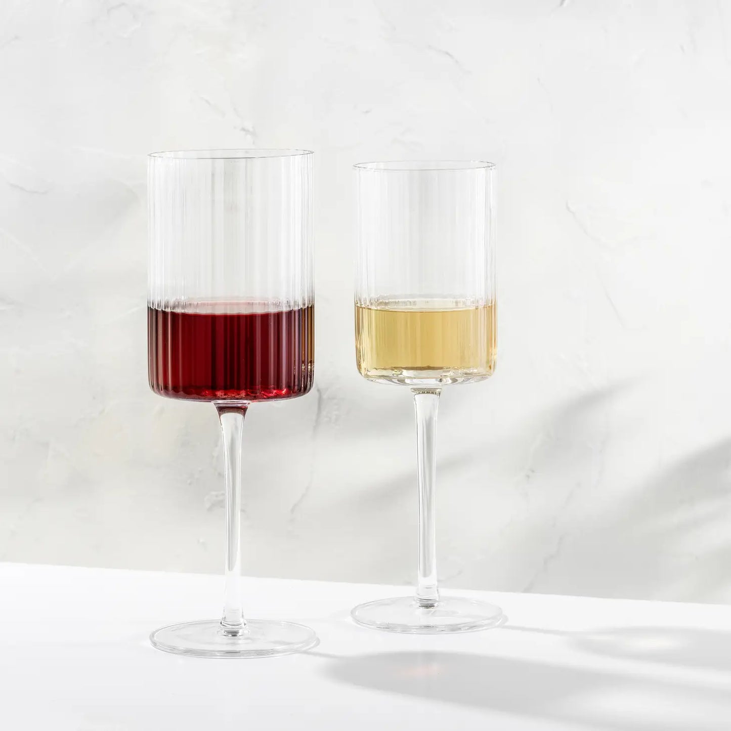 Ribbed Red Wine Glasses Set of 2