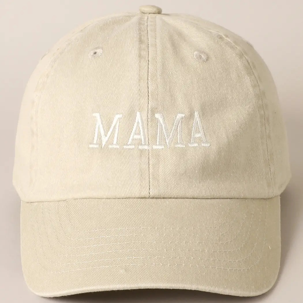 Mama Embroidered Cotton Baseball Cap Hat Sand