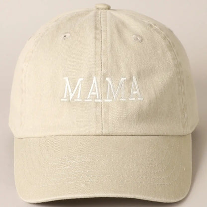 Mama Embroidered Cotton Baseball Cap Hat Sand