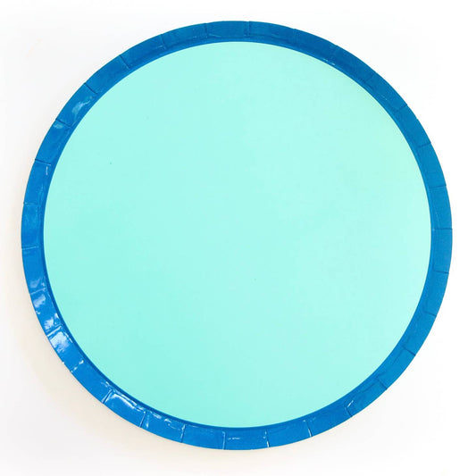 Blue and Navy Color Blocked Paper Plates - Favorite Little Things Co