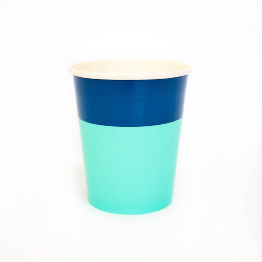 Navy and Light Blue Color Blocked Paper Cups