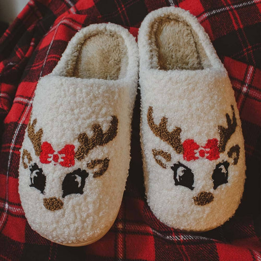 Katydid Reindeer Face Christmas Slippers by Favorite Little Things