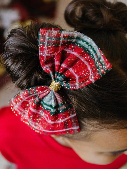 Kids Holiday Christmas Plaid Hair Clip