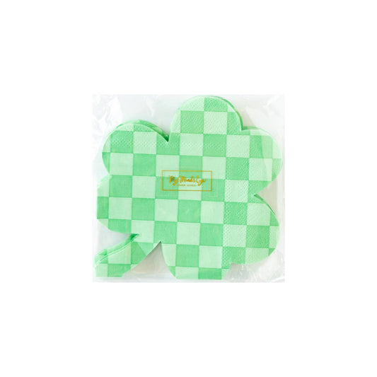 Checkered Shamrock Paper Napkins