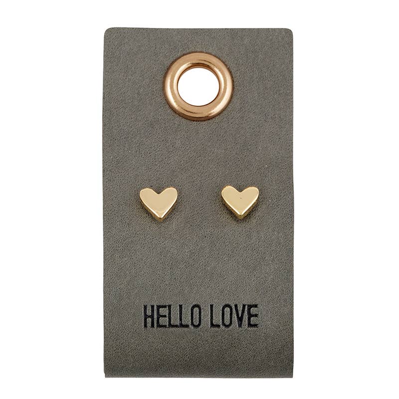 Leather Tag Earrings - Heart