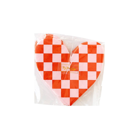 Checkered Heart Paper Napkins