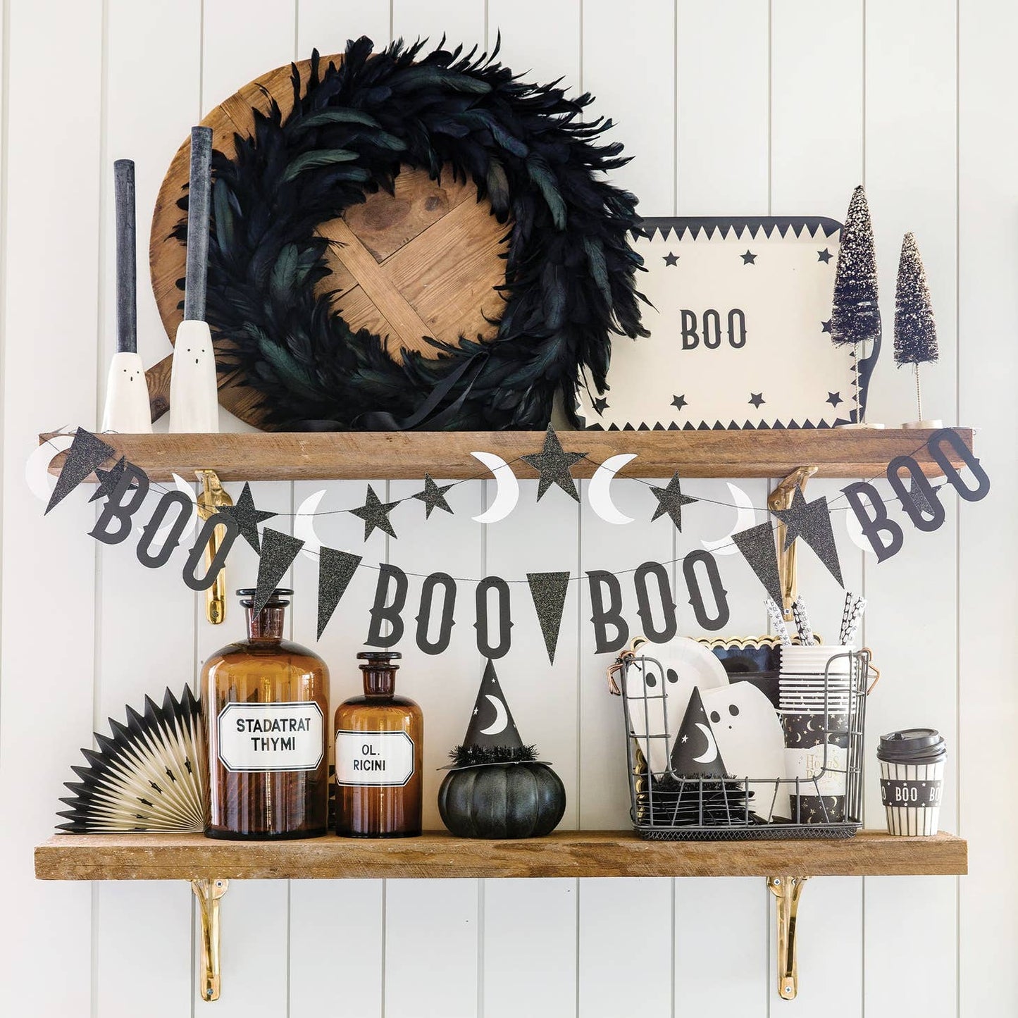 Vintage Halloween Boo with Stars Banner Set